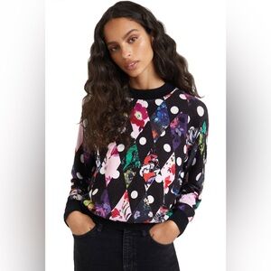 Desigual Dublin Diamond Floral and Polka Dot Sweater